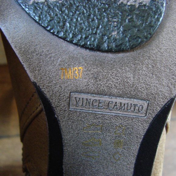 Vince Camuto Hayes Tan Brown Leather Chunky Heel Ankle Boots Booties Size 7 - Picture 14 of 14